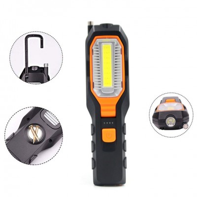 Multifunctional Garage Hand Held Torch Inspection Lamps Adjustable Warning COB LED Work Light With Pick-up Tool